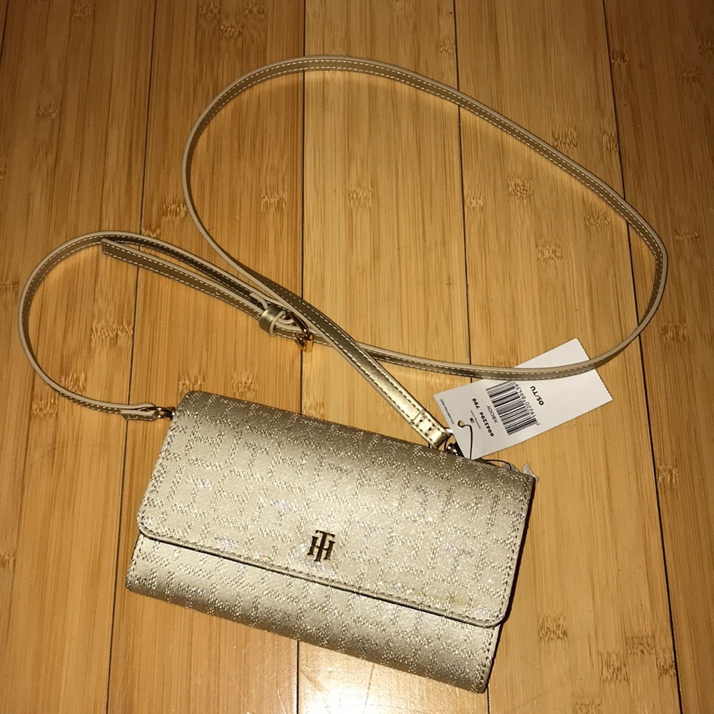 Tommy Hilfiger gold, shiny crossbody